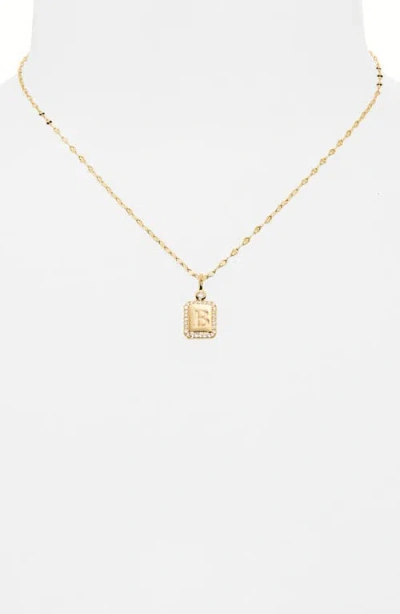 Leith Initial Pendant Necklace In B- Clear- Gold