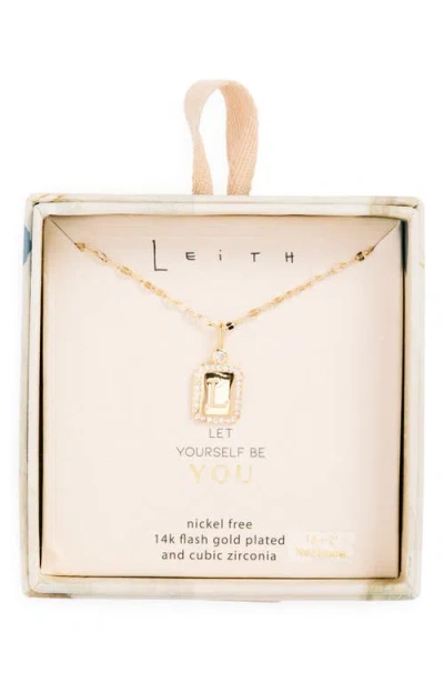 Leith Initial Pendant Necklace In L- Clear- Gold
