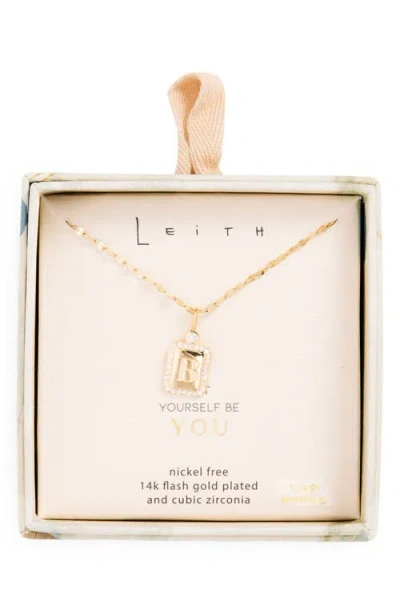 Leith Initial Pendant Necklace In B- Clear- Gold