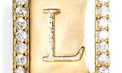 Leith Initial Pendant Necklace In L- Clear- Gold