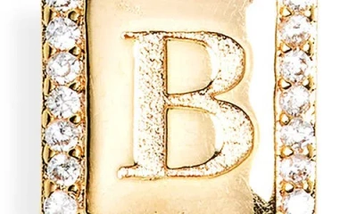 Leith Initial Pendant Necklace In B- Clear- Gold