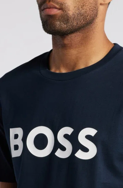 Hugo Boss Boss Sun Protection Logo T Shirt Navy In Dark Blue