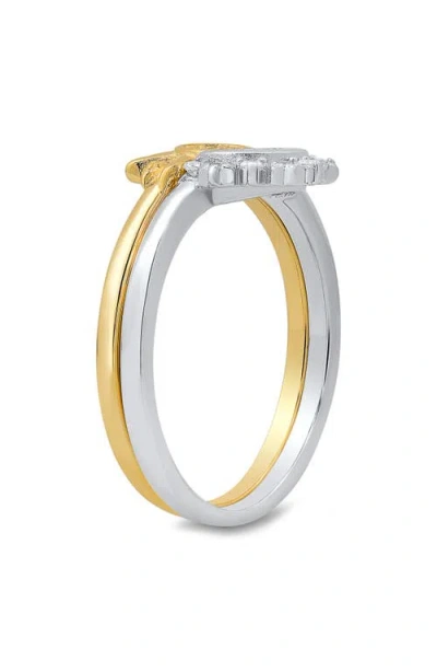 Queen Jewels Set Of 2 Two-tone Sun & Moon Rings In Two Tone