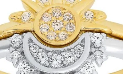 Queen Jewels Set Of 2 Two-tone Sun & Moon Rings In Two Tone