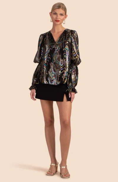Trina Turk Ambrosial Silk-blend Top In Black Multi