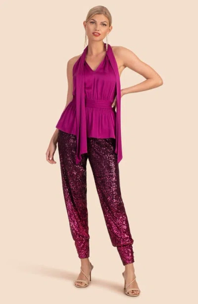 Trina Turk Eris Silk-blend Top In Festive Fuchsia