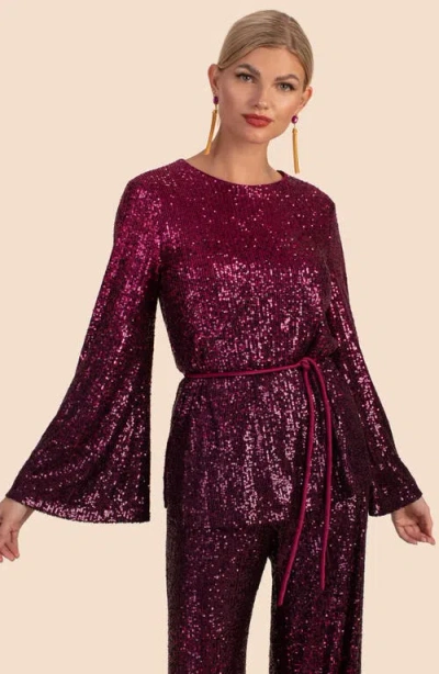 Trina Turk West Top In Festive Fuchsia/plum