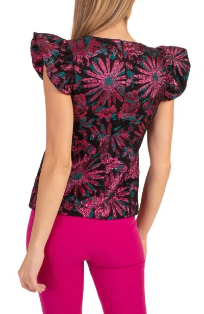 Trina Turk Davis Short Sleeve Top In Borealis Blue Multi
