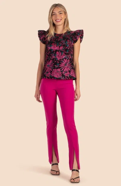 Trina Turk Davis Short Sleeve Top In Borealis Blue Multi