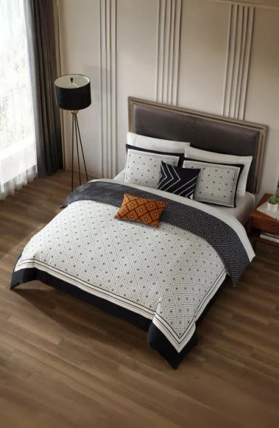Bebejan Geometric 5-piece Reversible Comforter Set In Black White