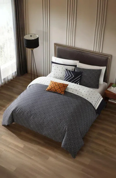 Bebejan Geometric 5-piece Reversible Comforter Set In Black White