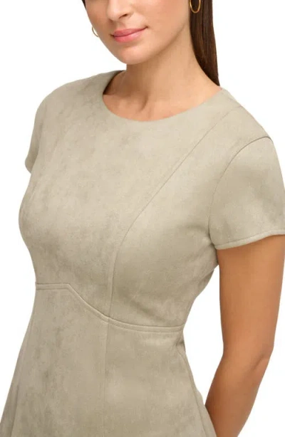 Kensie Scuba Faux Suede Minidress In Sage