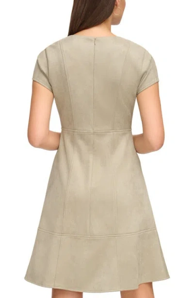 Kensie Scuba Faux Suede Minidress In Sage