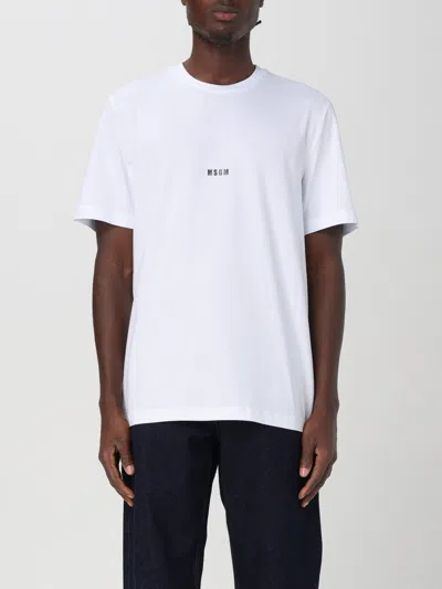 Shop Msgm T-shirt  Men Color White In Weiss