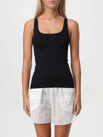Totême Rib Knit Cotton Tank Top In Black