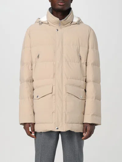 Brunello Cucinelli Knit Insert Down Jacket Puffer Jackets Beige In Beige