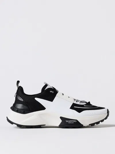 Valentino True Act Leather-trimmed Mesh And Rubber Sneakers In Schwarz
