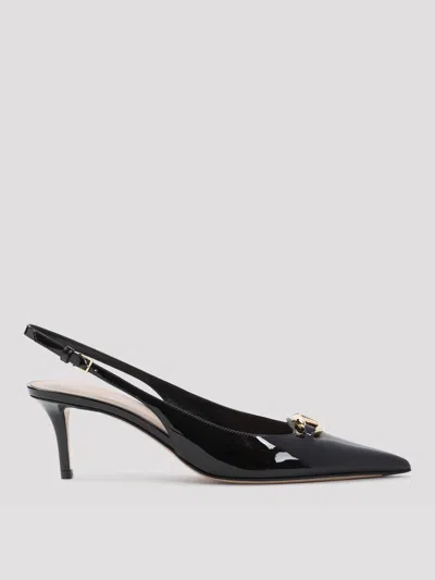 Valentino Garavani Slingback Vlogo The Bold Edition Black Calfskin Pumps