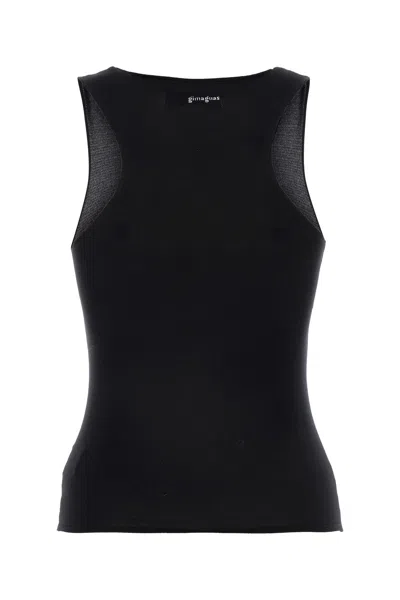 Gimaguas Sleeveless Crew Neck Stretch Fit Tank Top In Black