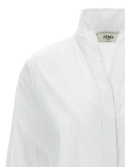 Shop Fendi 'small Striped' Shirt In White