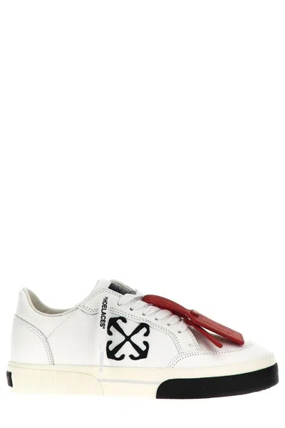 Off-white White New Low Vulcanized Leather Sneakers In White,black
