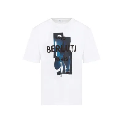 Berluti Optic White Printed Cotton T-shirt In White