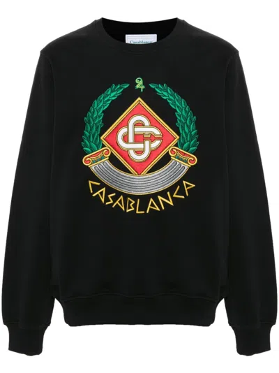 Casablanca Casa Crest-embroidered Sweatshirt In Blackcasa