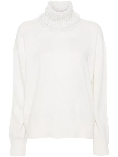 Fabiana Filippi Sequinned-turtleneck Sweater In White