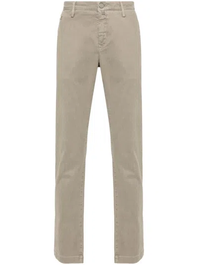 Jacob Cohen Straight Leg Twill Trousers With Multiple Pockets In Grey