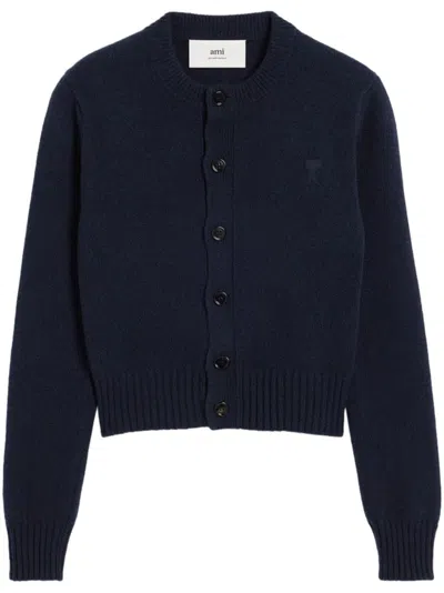 Ami Alexandre Mattiussi Ami De Coeur Cashmere Cardigan In Blue