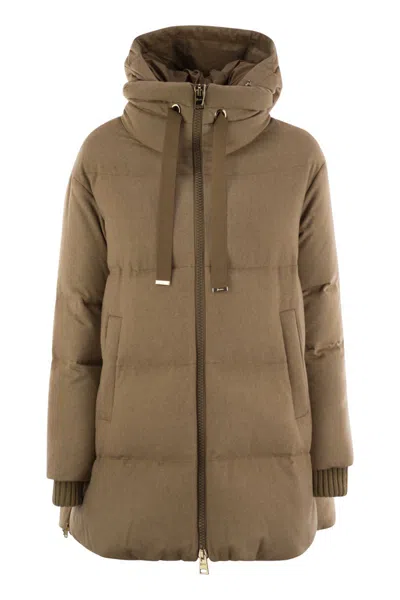 Herno Silk And Cashmere Down Jacket In Camel