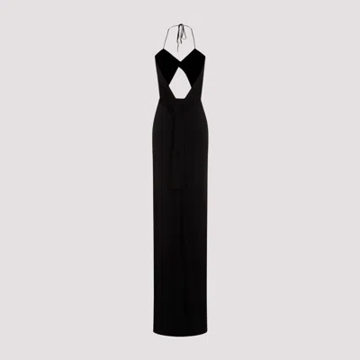 Saint Laurent Backless Halter Dress In Black