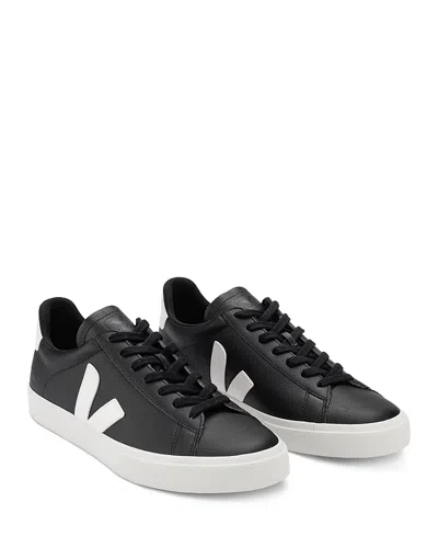 Veja Campo Black And White Low Top Sneakers In Vegan Leather Man In Black/white