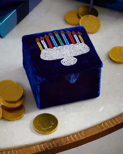 Sudha Pennathur Beaded Multicolor Menorah Velvet Box