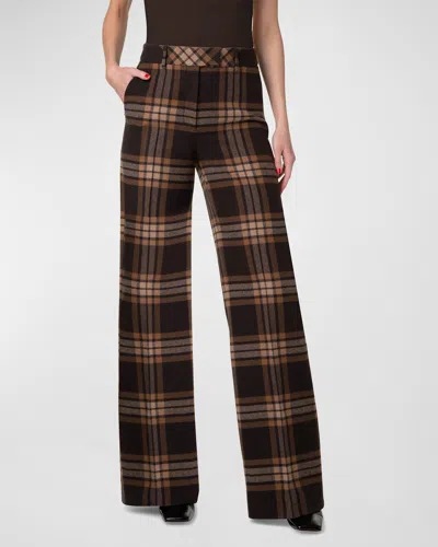 Akris Fior Wool Flannel Wide-leg Trousers In Chectnut-mocca