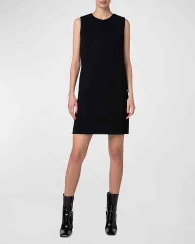 Akris Wool Crepe Mini Dress In Black