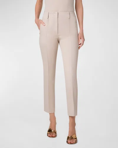 Akris Connor Cotton Denim Pants In Greige