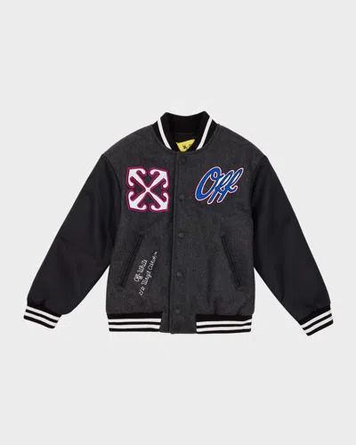 Off-white Casual Baseball Jacket In Anthracite White