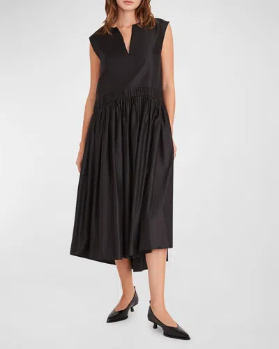 Shop Merlette Glarus Sleeveless Smocked Midi Dress In Black