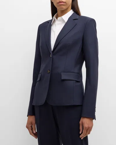 Lafayette 148 New York Fitted Stretch Wool Blazer In Ink