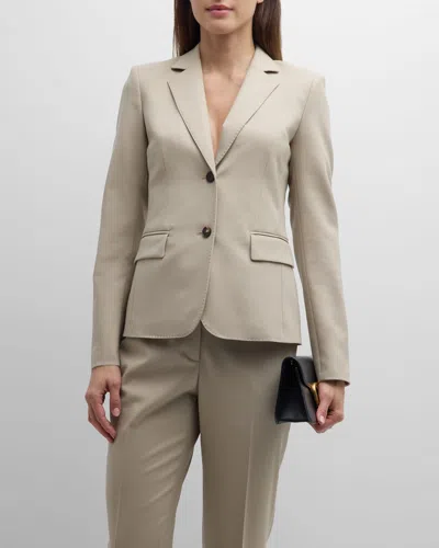 Shop Lafayette 148 Pick Stitch Stretch Wool Blazer In Plaster