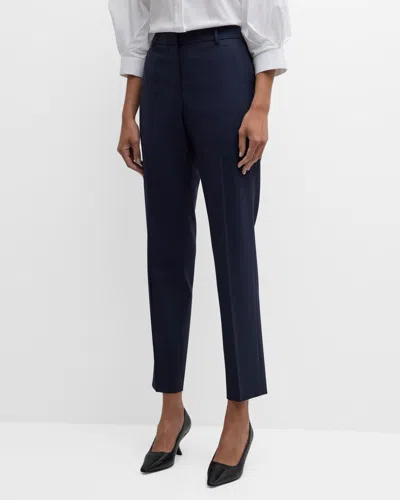 Lafayette 148 New York Clinton Stretch Wool Ankle Pants In Ink