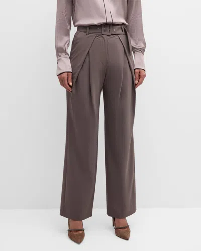 Shop Eleventy High-rise Pleated Trousers In Mauve