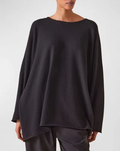 Eskandar A-line Bateau Neck Cashmere Sweater In Black