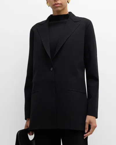 Shop Lafayette 148 Single-button Matte Crepe Blazer In Black