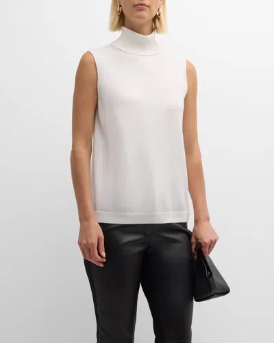 Lafayette 148 New York Sleeveless Turtleneck In Cloud