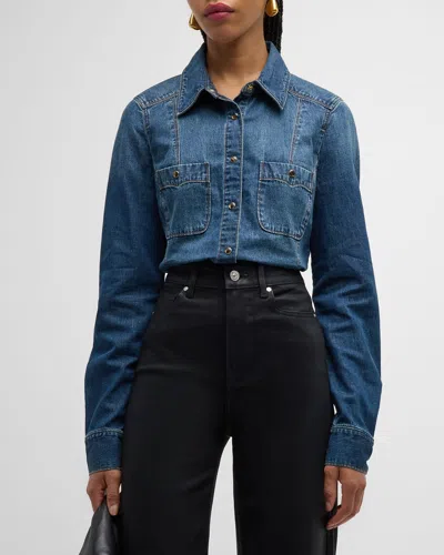 Shop Paige Devika Denim Shirt In Belinda