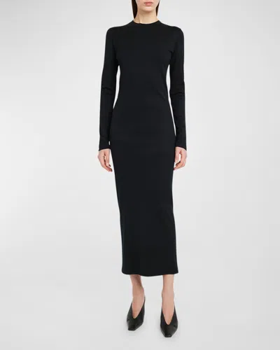 Shop Armarium Matilde Long-sleeve Maxi Dress In Black