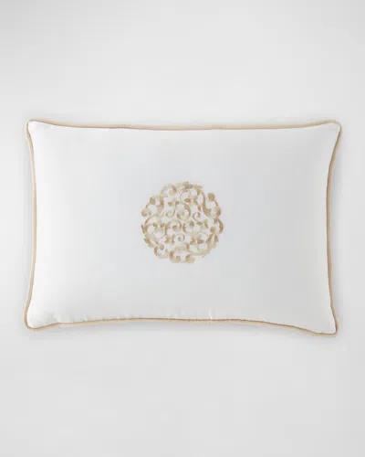 Sferra Storia Decorative Pillow, 12" X 18" In White/sand
