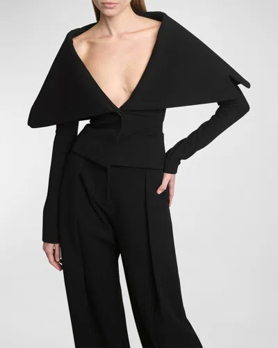 Shop Jacquemus Giacca Structured Cape Jacket In Black